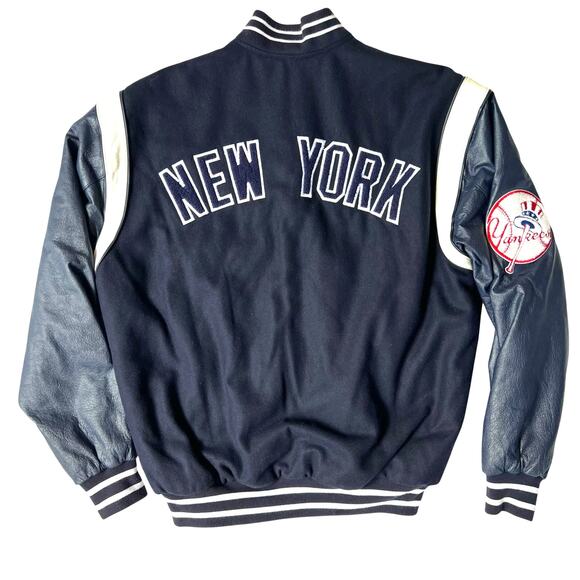 Vintage 1990s New York Yankees Reversible Varsity Jacket by JH Design –Sz Medium - Picture 2 of 16